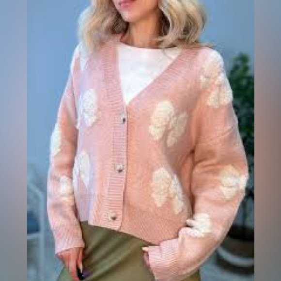 Threaded Leaf Beautiful Bow Cardigan Super Soft - Picture 1 of 4